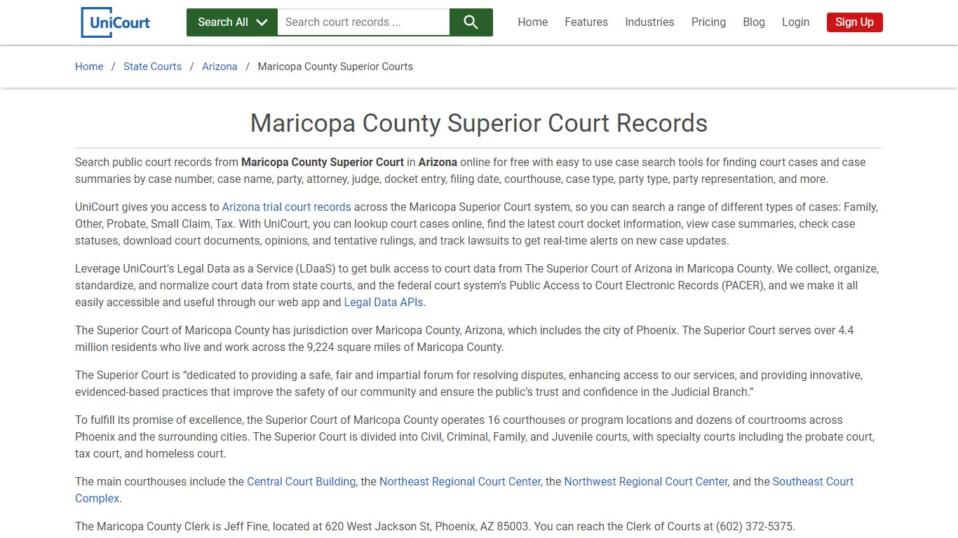 Maricopa County Superior Court Records | Arizona | UniCourt